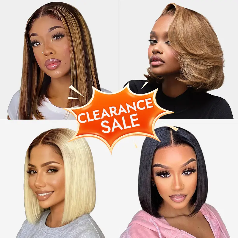 Wiggins Hair Honey Blonde Highlight  Pre Cut  4*7  Lace Ready To Go Straight Bob Wig Human Hair Ombre Bob Wig Pre Plucked  Glueless Wigs