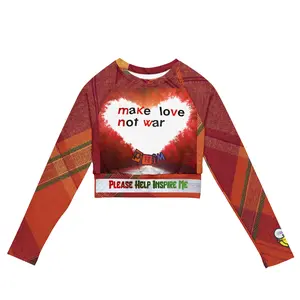 Authentic PHIM™ “Make Love Not War” Women’s Long Sleeve Crop Top – Motivational Statement Streetwear