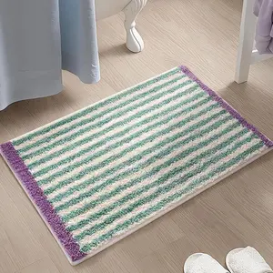 Striped Pattern Bathroom Mat, Non-slip Soft Absorbent Rug, Machine Washable Bathroom Rug, Decorative Carpet for Home Living Room Bedroom, Soft Area Rug