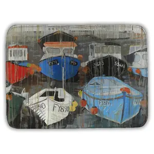360 stand Soft Durable Water Absorbent Microfiber Foam Bathroom Floor Mat, 17x24 in Rectangle Home Accessory with Modern Nautical Boat & Color-Fading Rain Decor (Ideal Gift for Bedroom/Bathroom), Soft Bathroom Mat