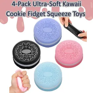 4‑Pack Ultra‑Soft Kawaii Cookie Fidget Squeeze Toys – Squishy Sensory Stress Relief for Kids & Adults, Anxiety Relief Party Favor,Happy Mothers Days