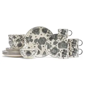 Baum Antique Floral Grey - 16pc Dinnerware Set