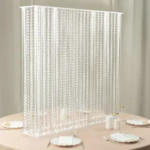 Acrylic Wedding Centerpiece Stand Rectangular 40"x40" Clear with Pre-chained Crystal Beads - Heavy Duty Flower Pedestal
