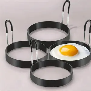Stainless Steel Egg Ring with Silicone Handle, 1 Count Non-stick Round Egg Ring, Egg Cooking Ring, Kitchen Utensils & Gadgets, Kitchenware, Egg Cracker Tool