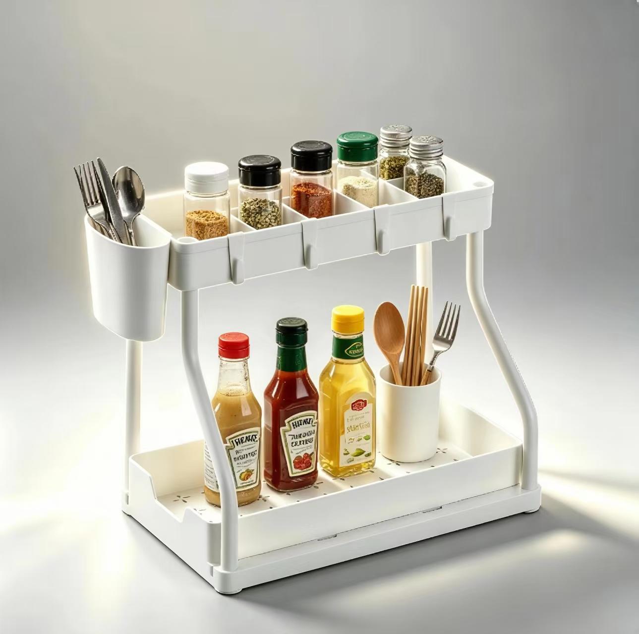 Over The Door Organizer, 2 Tier Hanging Storage Rack with Side Bag, Multi-Purpose Door Storage Shelf for Bathroom, Bedroom, Kitchen, Over The Door Towel Rack, Space Saving Organization, TikTok Viral