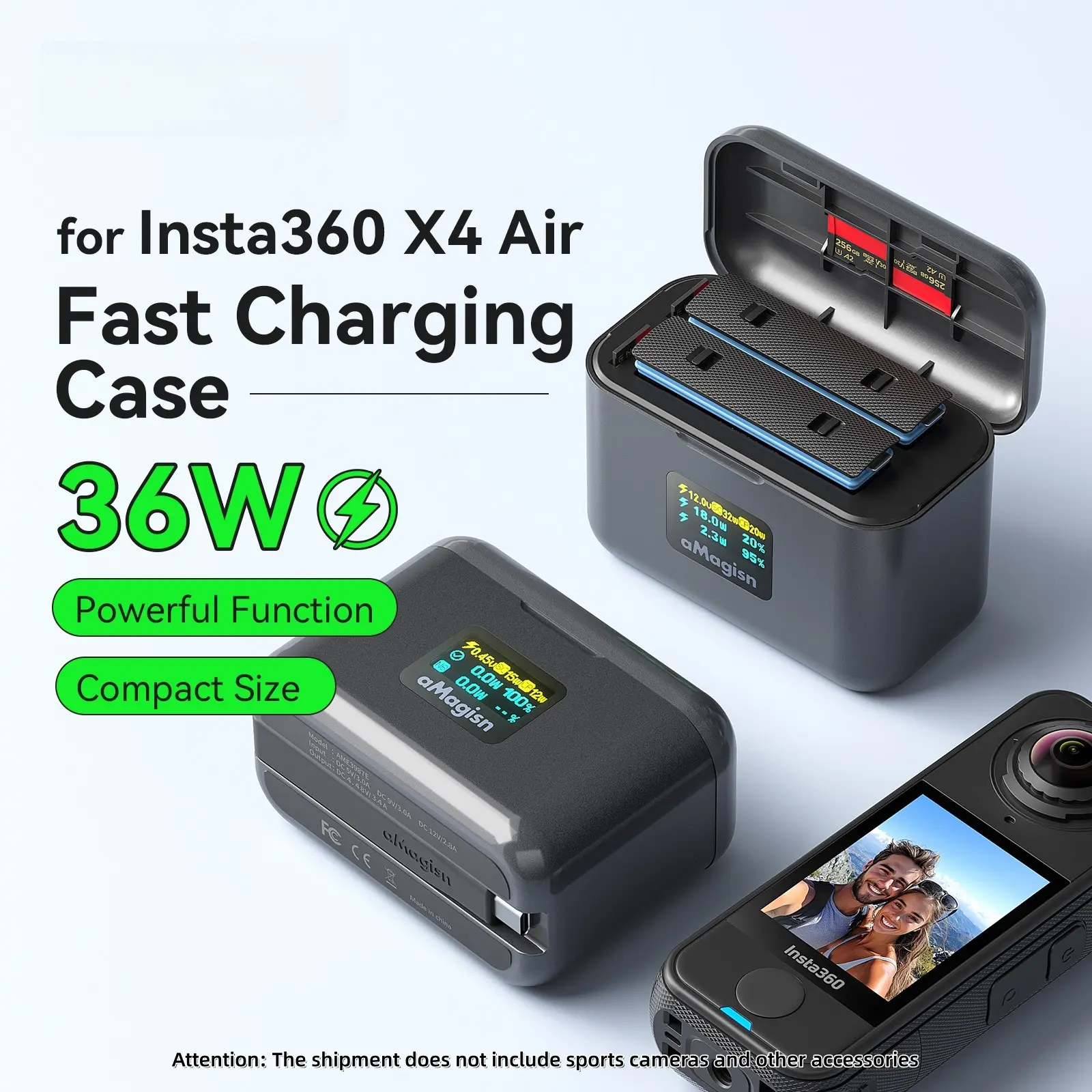 Insta360 X4 Air Battery Fast Charging Box, 360 Storage Sports Camera Accessories, Essential Gear for Action Photography & Filming, Video Recording Equipment