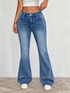 Women's Gradient Embroidered Micro Pull Elastic Jeans - Comfortable, Soft, Breathable Womenswear for Casual Wear