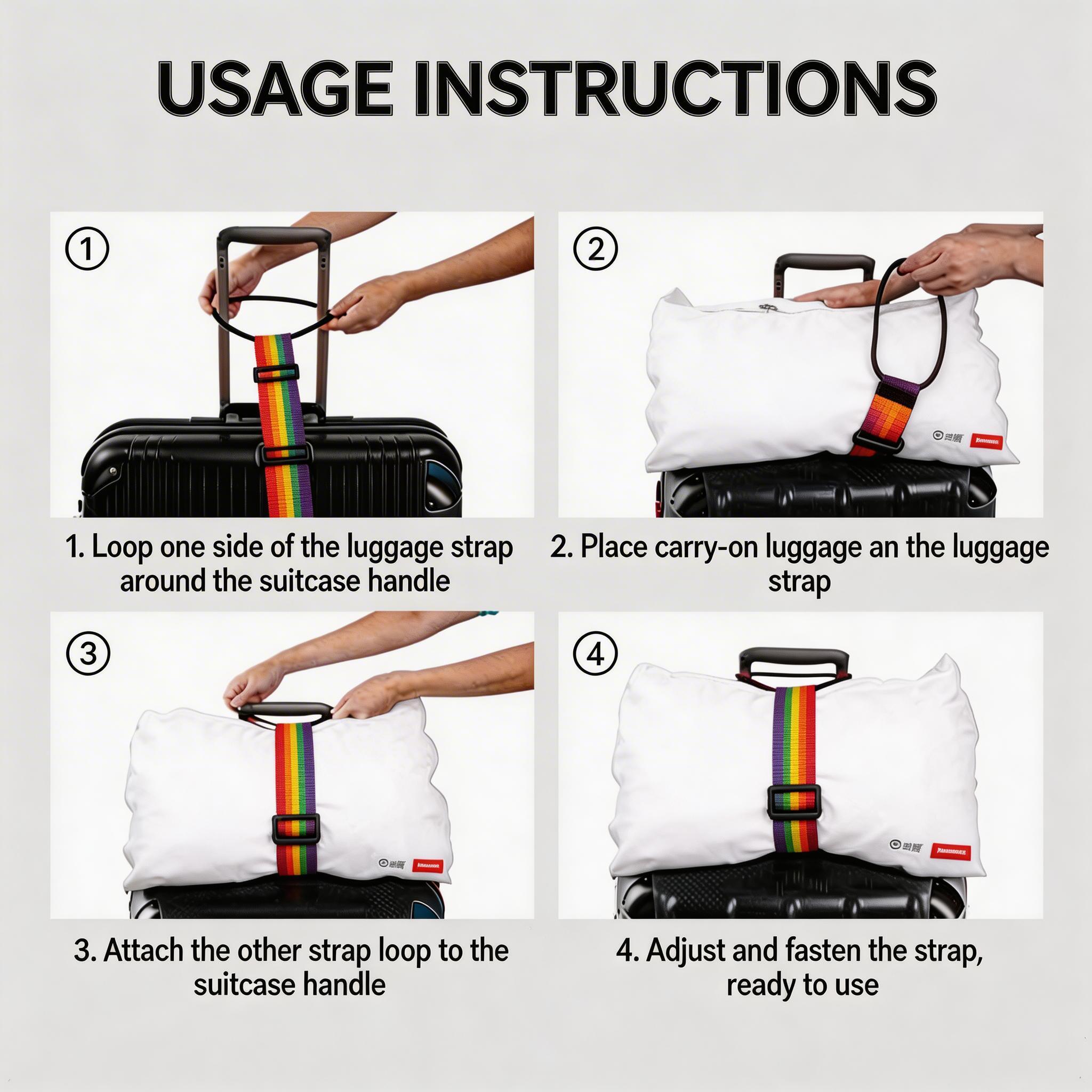 2 Pack Rainbow Extra-Wide Durable Adjustable Nylon Luggage Straps, Reusable High-Elasticity Wide Suitcase Belts, Secure Baggage Ties for Travel Vacation Business Trip