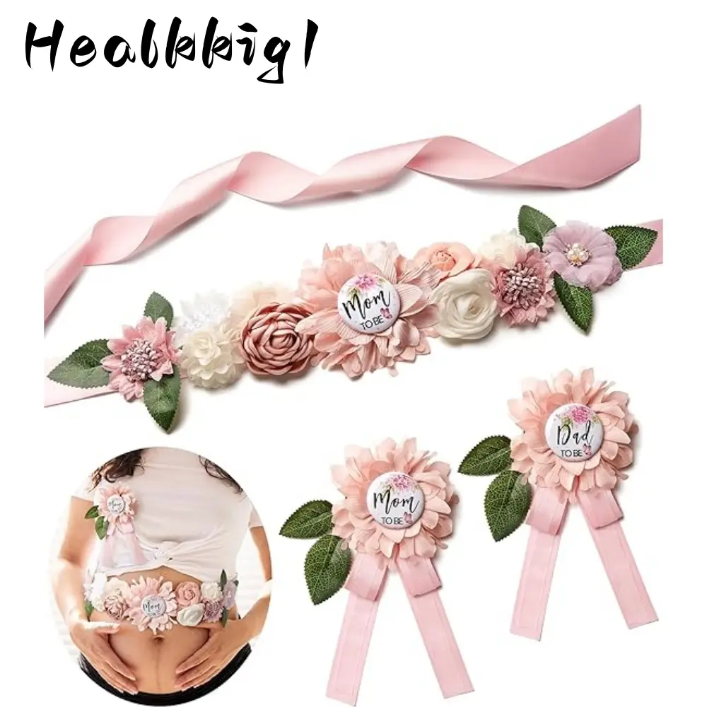 3 pcs  Belts for Expectant Mothers, Flower Belts And Badges, Maternity Belts And Corsage Sets for Mom