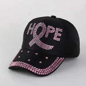 Sparkly Hope Survivors’ Gift – Pink Ribbon Crystal Rhinestone Baseball Cap