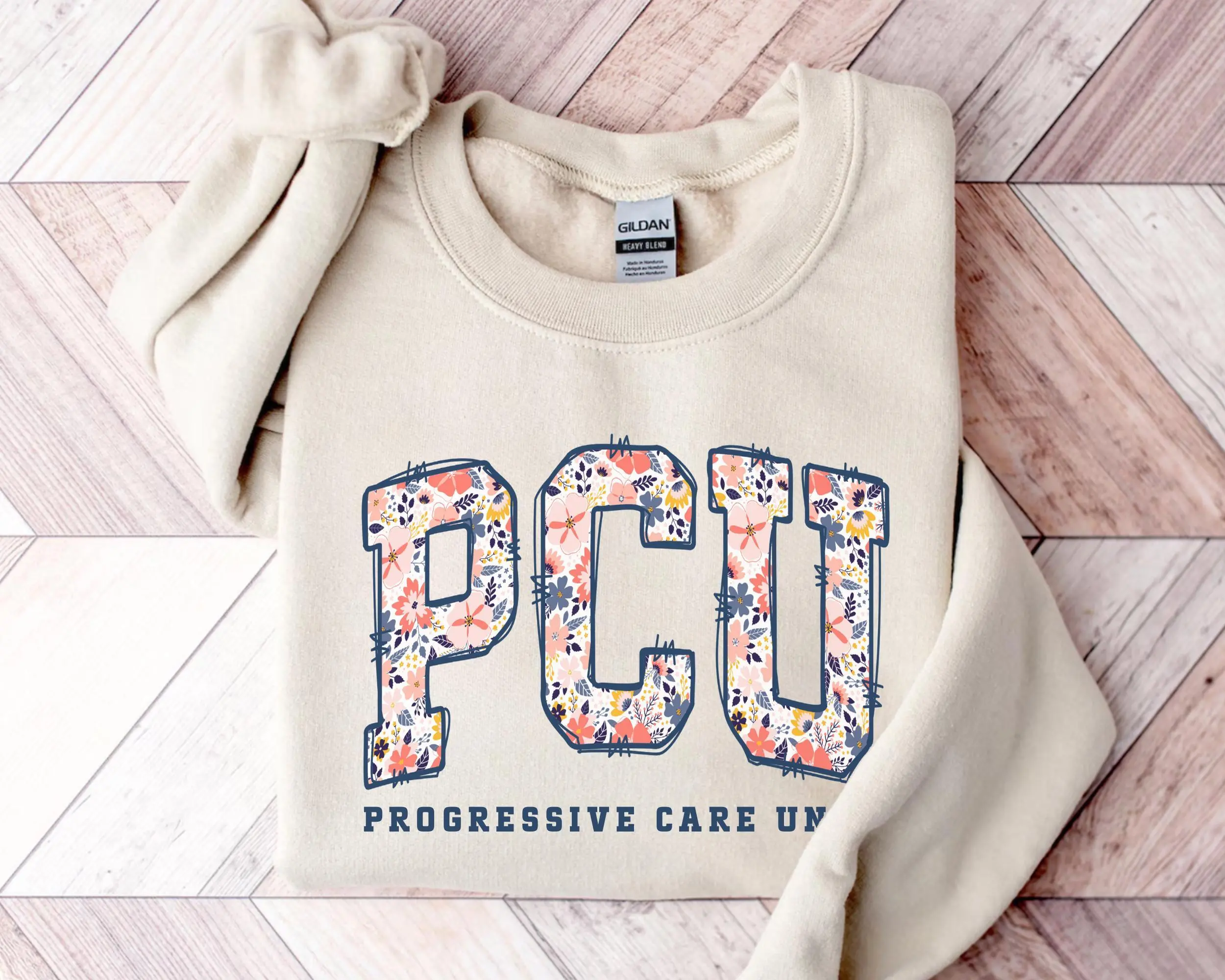 PCU Nurse Short Sleeve T-shirt / Sweatshirt , Progressive Care Unit tshirt, Nurse Appreciation shirt, Floral PCU Crewneck, New Grad nurse, Nurse Week t-shirt