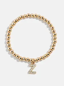 Gold/Pavé Dangle Charm Initial Pisa Bracelet  - Z