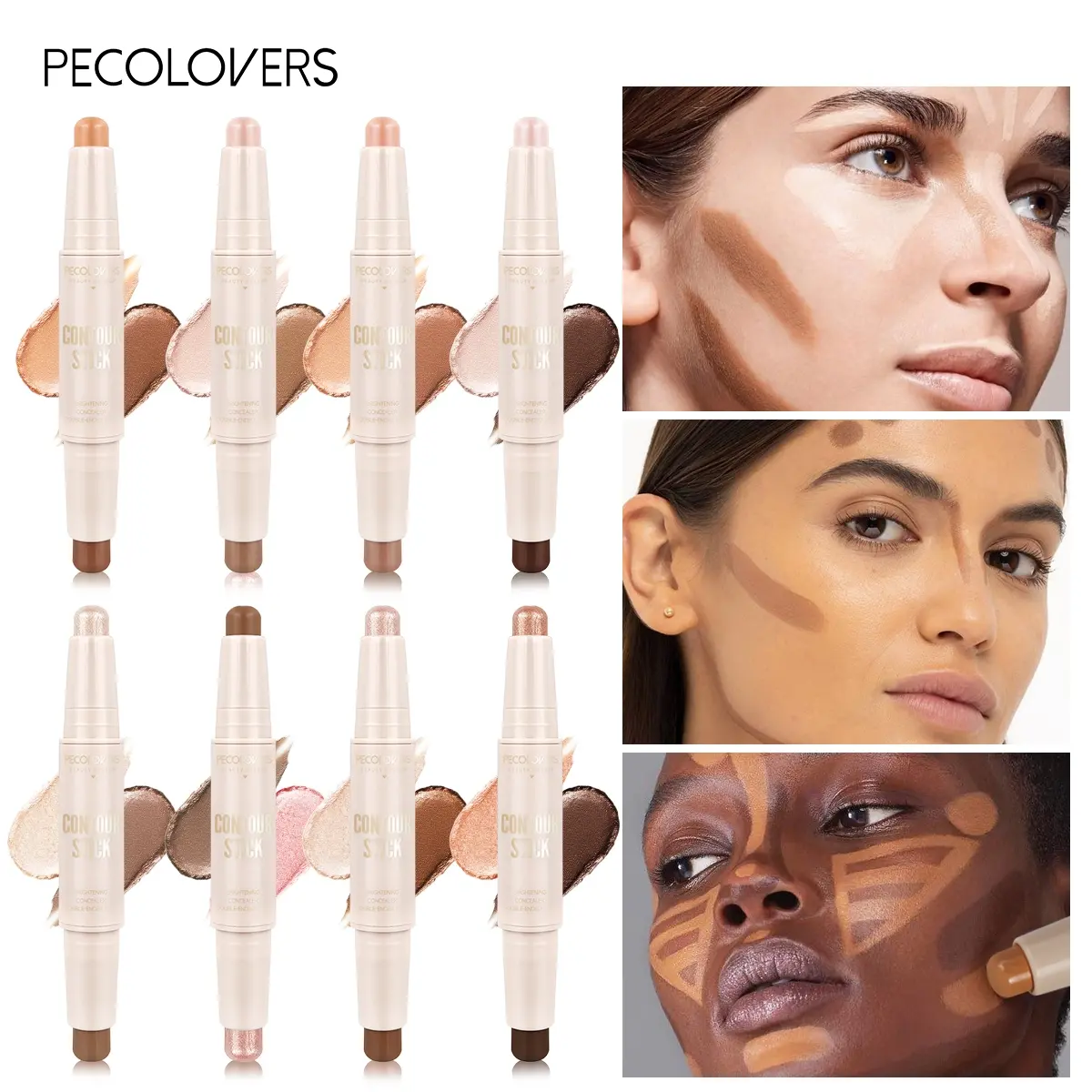 1Pc Creamy Contour Bronzer Stick - Blendable Face Sculpt, Long-Lasting For Daily Makeup, Light Brown And Dark Brown, Face Cosmetic