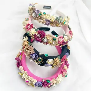 Flower Gemstone Crown Headband - Colorful Flower Headband for Holiday and Wedding, Gift for Mommy and Me