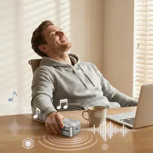 Portable Wireless Speaker, Bone Conduction Mini Speaker with Powerful Bass, Resonance Function & Suction cup design on the bottom, USB-C Fast Charging Small Speaker for Outdoor Travel, Home Party, Gifts