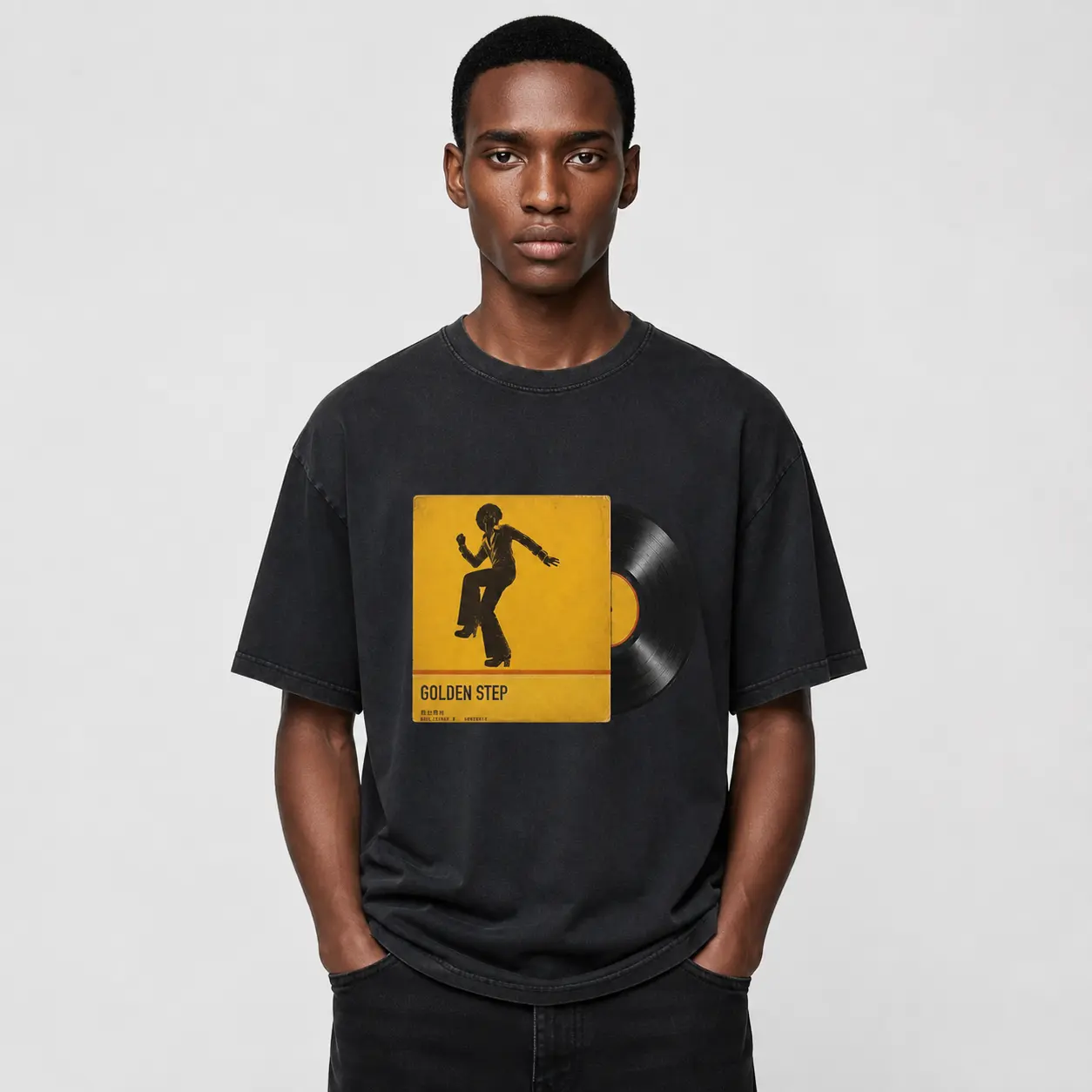 Men's Retro Vinyl Record Graphic T-Shirt, 100% Cotton Vintage Washed Relaxed Fit Crew Neck Short Sleeve, Y2K Music Streetwear, Casual Summer Outfit, Gift for Music Lovers
