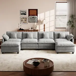 【2-3 Packages】GuroMagicSofa 76.7-146.5 Inch Modular Couch Sectionals with Ottoman, Big Comfy Cloud Couches, L/U Shaped 2-4 Seat Modular Sectional Sofa, Modern Cloud Sectional Couches for Living Room, Deep Seat Sofa furniture