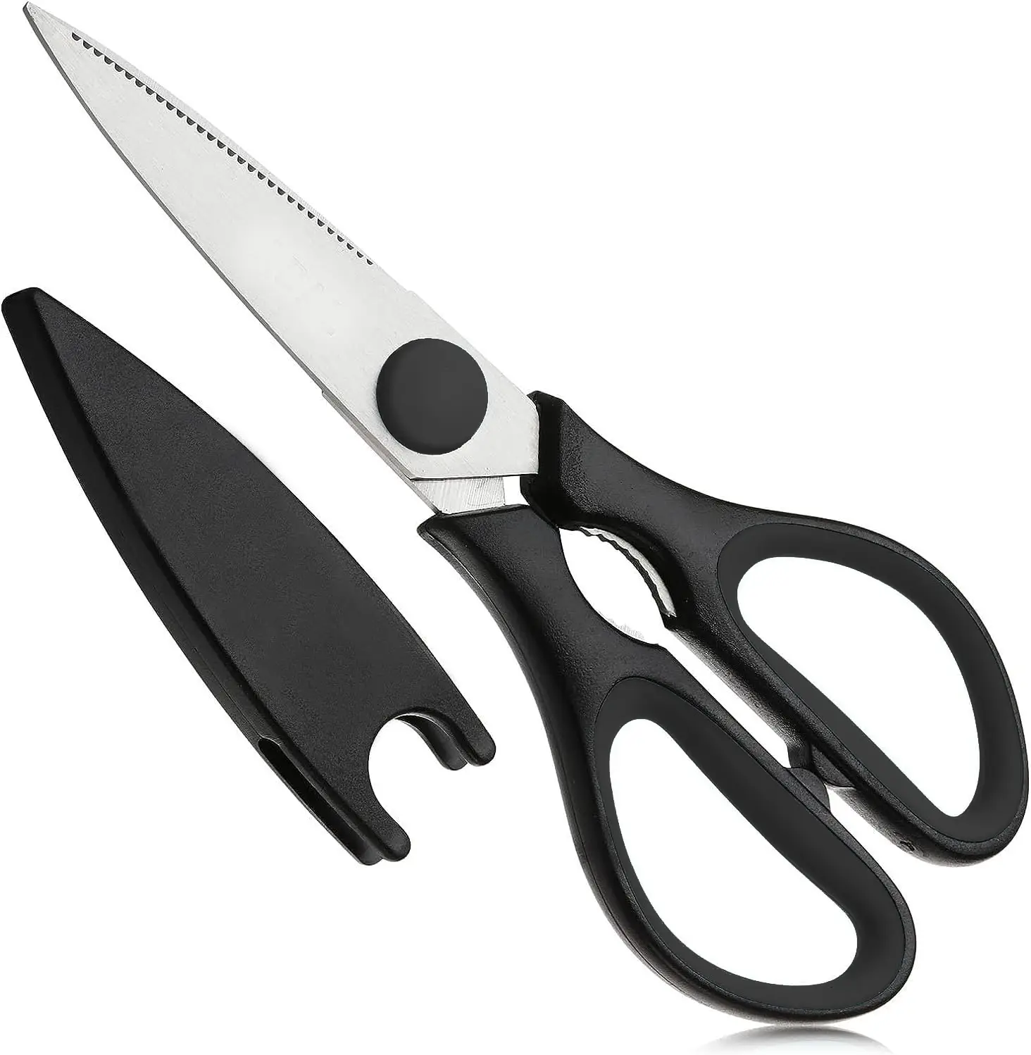 Kitchen Scissors- Stainless Steel Kitchen Shears, Cooking Scissors for Cutting Meat, Chicken, Herbs and Produce with Blade Cover and Soft Grip Handles