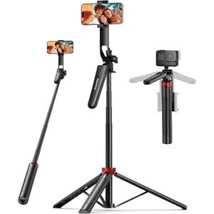 72" Phone Tripod and Selfie Stick, Cell Phone Tripod Stand with Wireless Remote & Extendable Phone Mount for Travel/Selfie/Recording/Vlogging, Compatible with iPhone/Android/Camera
