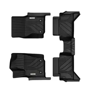 YINTATECH Floor Mat Fit for Toyota Tacoma 2024-2025 Double Cab (Not fit Hybrid), TPE All Weather Waterproof Floor Liners for Tacoma Accessories, 1st and 2nd Row, (Auto Transw/Under-Seat Storage) Black