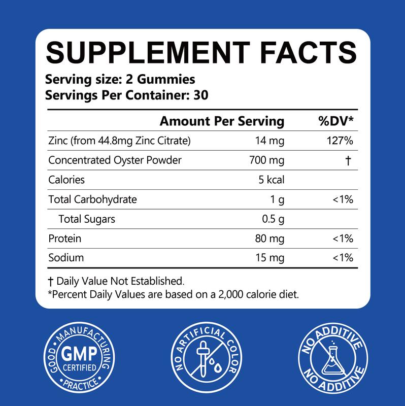 VXLBOB Oyster Gummies 2-Bottle Pack Boosts Daily Vitality and Energy for Men 700mg Oyster Extract Zinc Protein 60 Gummies Natural Extracts GMP Certified Daily Health Support Promotes Male Wellness