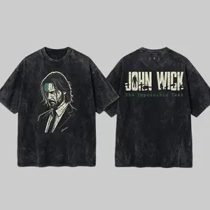 JW The Impossible Task Graphic T-Shirt | Vintage Acid Wash Oversized Streetwear Tee | Premium Soft Heavy Cotton | Action Movie Fan Merchandise Gift for Men and Women