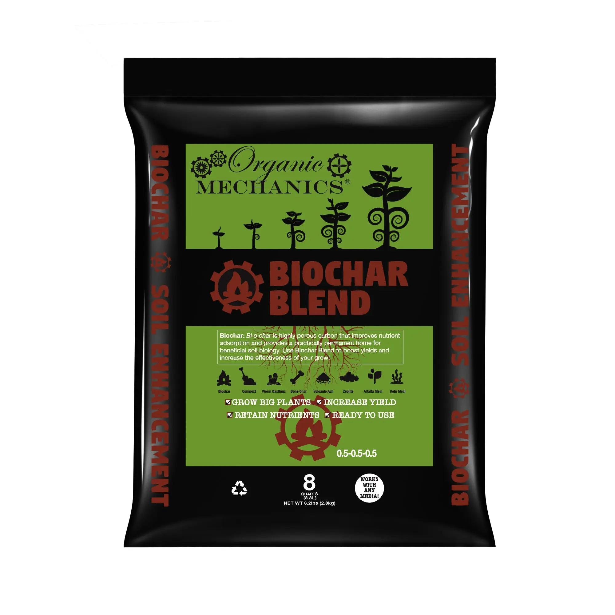 Organic Mechanics Biochar Blend Soil Enhancement, 8qt