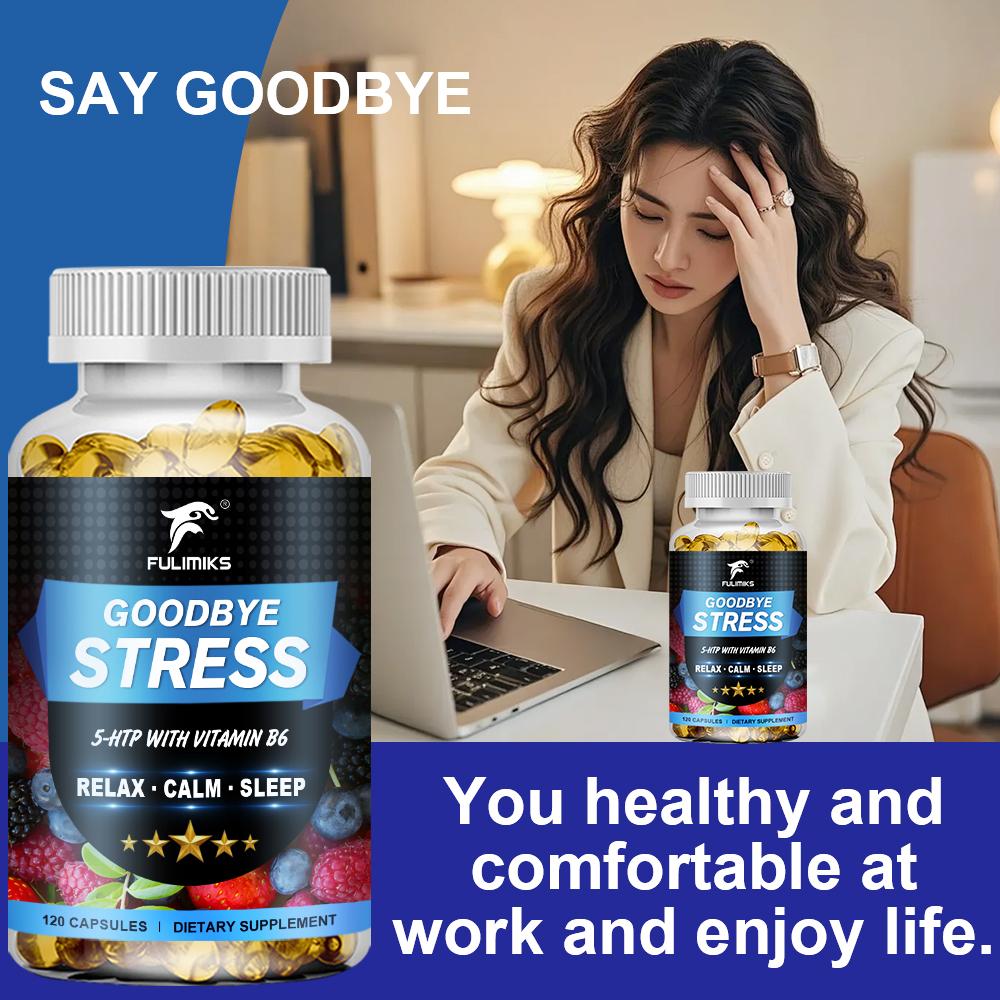 5 HTP+ Supplement, with Vitamin B6 & L Theanine, Support Neurohealth Memory, Mental Focus, Cognitive Health & Energy, Promotes Healthy Mood & Brain Function, Goodbye Stress Capsules