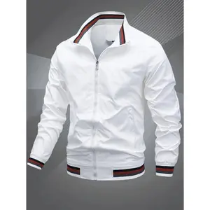 Mens Classic Baseball Collar Bomber Jacket - Timeless Style for Spring & Fall - Lightweight Windbreaker with Trendy Collar - Premium Quality, Comfortable & Versatile