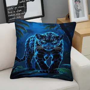 Neon Black Panther Jungle Throw Pillow, Wild Animal Cushion Accent Pillow, Includes Pillow Core, Soft Comfortable Home Decor Pillows for Sofa Bedroom Dorm Game Room, Gift for Men Gamers and Wildlife Enthusiasts