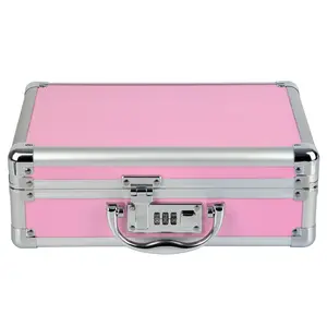 Large Medication Lock Aluminium Alloy Medicine Key Lock Box for Home and Travel Lockable Storage Boxes, Medicine Lock Box, Medicine & Money, Pink  11.2 X 8 X 3.9 inches