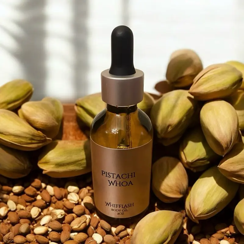 Pistachi Whoa Body Oil 2oz Size - Moisturizing Body Oil with Fragrance Notes of Pistachios and Cream