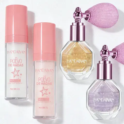 Fairy Dust Highlighting Powder & Shimmery Highlighter Spray - Pearlescent Shine, Highlight Glow, Easy Apply, Subtle Shine, No Greasy Finish, Radiant Youth Brightening Cosmetic, Body Glaze for Face & Body Makeup