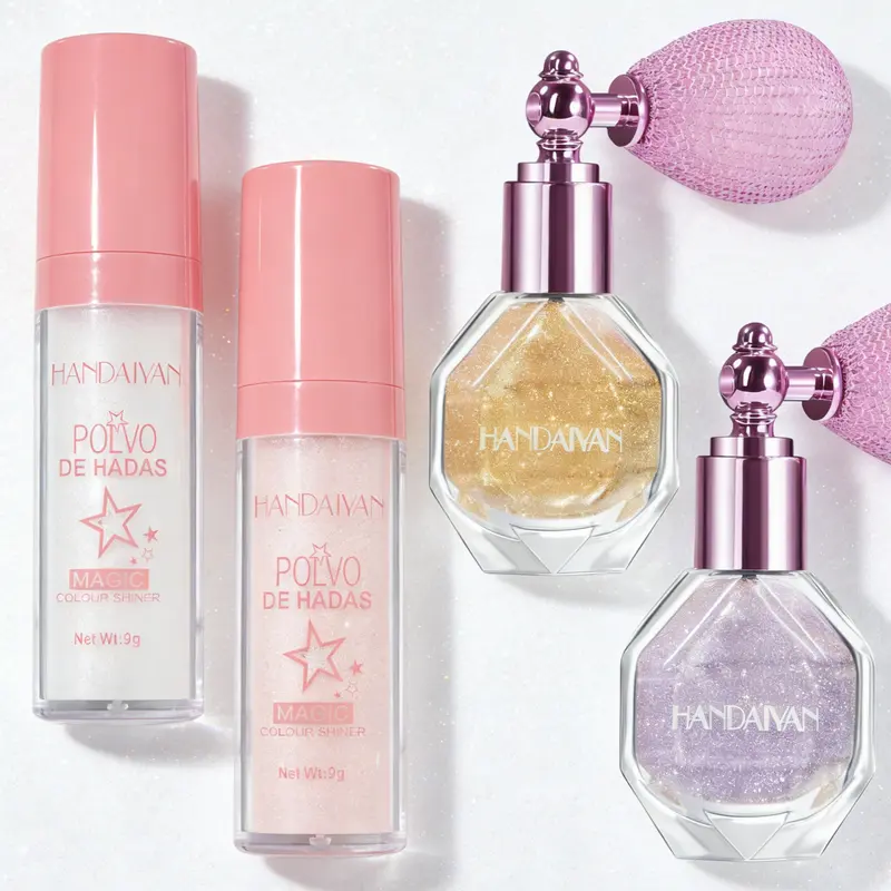 Fairy Dust Highlighting Powder & Shimmery Highlighter Spray - Pearlescent Shine, Highlight Glow, Easy Apply, Subtle Shine, No Greasy Finish, Radiant Youth Brightening Cosmetic, Body Glaze for Face & Body Makeup