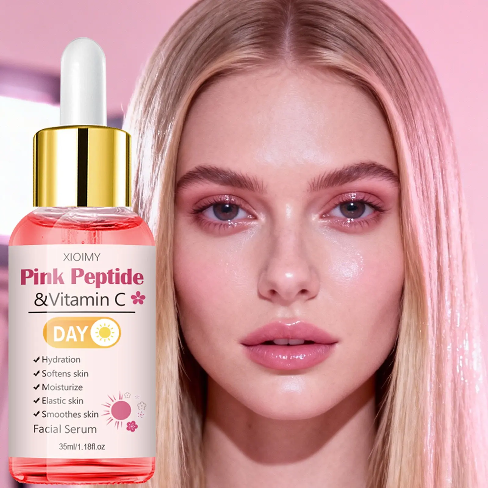 35ML Peptide and Vitamin C Daily Facial Moisturizer, Hydrating, Moisturizing, Smooth Hydrated Dewy Skin, Youthful Look, Even Skintone, Suitable for All Skin Types