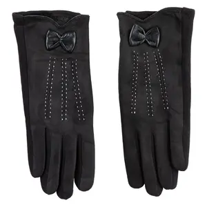 Women's Faux Suede Point and Stitch Texting Gloves