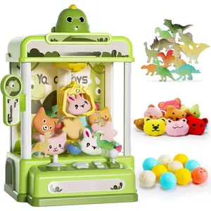 Dinosaur Claw Machines,Electronic Arcade Game Vending Machine with Adjustable Sound& 32Pcs Mini Prizes,Candy Grabber Prize Dispenser Toys for Boys Girls,Birthday Toy Gifts for Kids