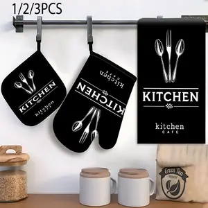 1/2/3PC Kitchen Heat Resistant Insulated Pot Holders Oven Mitts High-Temperature Hot Pads Potholders for Cooking Baking BBQ, Barbecue,Heat Insulation Gloves,Family Restaurants,Kitchen Dish Towel,Soft Face Hand Bath Towels Bathroom Kitchenware Bakeware