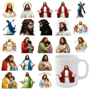 21 Pcs Jesus Christ UV DTF  UV DTF  Cups Decoration Glass DTF Transfer  Mug Decoration Gift Suitable for 16 oz Glass clock funny stickers