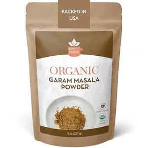 SPICY ORGANIC Garam Masala Powder 8 oz. - Traditional Indian Spice Mix for Curry, Chicken Seasoning, Marinades, Rice, Soups, Stews, Tofu, and Paneer - USDA Certified Organic, Non-GMO, Kosher Natural Flavor