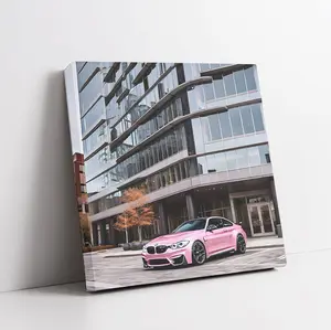 Bmw M4 Pink In Indianapolis Print Vehicle Wall Art Living Room Car
