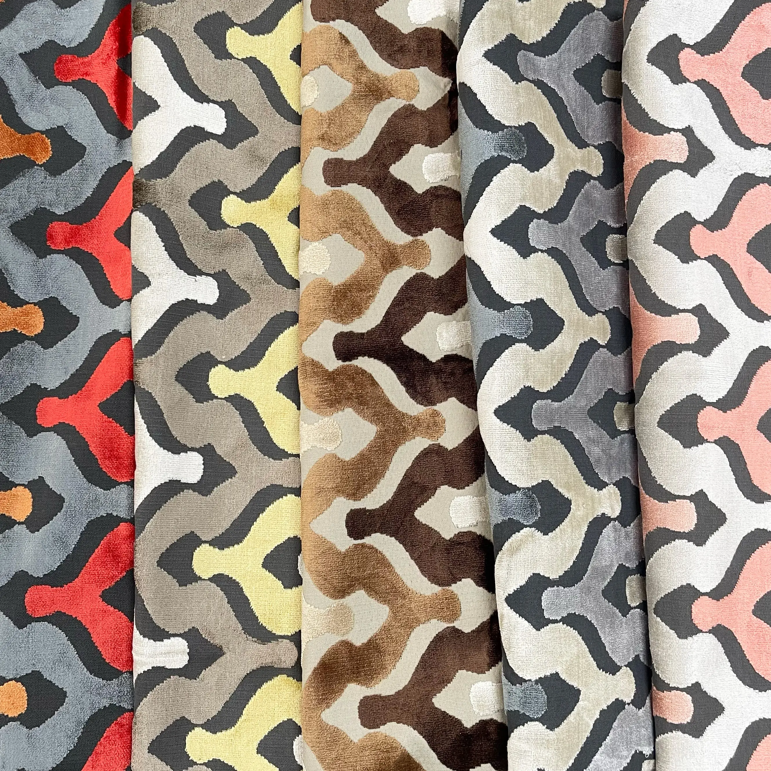 MONROE - CHEVRON PATTEN CUT VELVET UPHOLSTERY FABRIC BY THE YARD