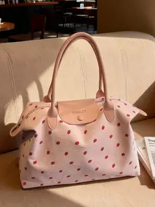 Large Capacity Travel Bag for Women, Short Trip Tote Bag, Lightweight Canvas Handbag, Student Commuter Shoulder Bag, Casual Commuter Bag