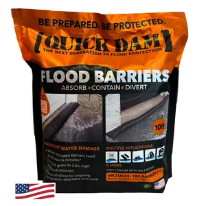 Quick Dam Flood Barriers 5' 10' 17' Lengths - Self Activating Super Absorbent Water Control Diversion for Home & Property Protection