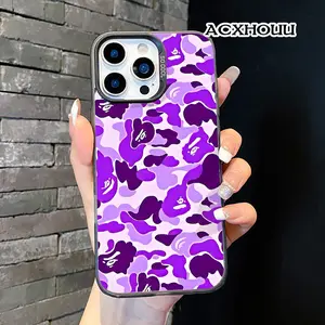 Trendy Original Design Lanyard Case for iPhone17 16 15 14 16promax 16pro 15pro 13 12 11 Purple Camo Faces Durable Cover Unique and Eye-Catching iphone 13 cases iphone 14 pro case