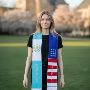 Graduation Scarf Guatemala/USA 2026 - Patriotic Design with American Flag and Guatemala Emblem - Perfect for Graduation Day