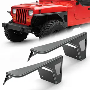 【Yzona】Front Fender Flares for 1987-1995 Jeep Wrangler YJ, Heavy Duty Steel Off-Road Wheel Guard Kit with Mud Guards, Textured Black Powder-Coated Finish, Bolt-On Easy Install Front Pair