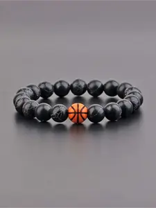 Black Onyx & Basketball Beaded Bracelet