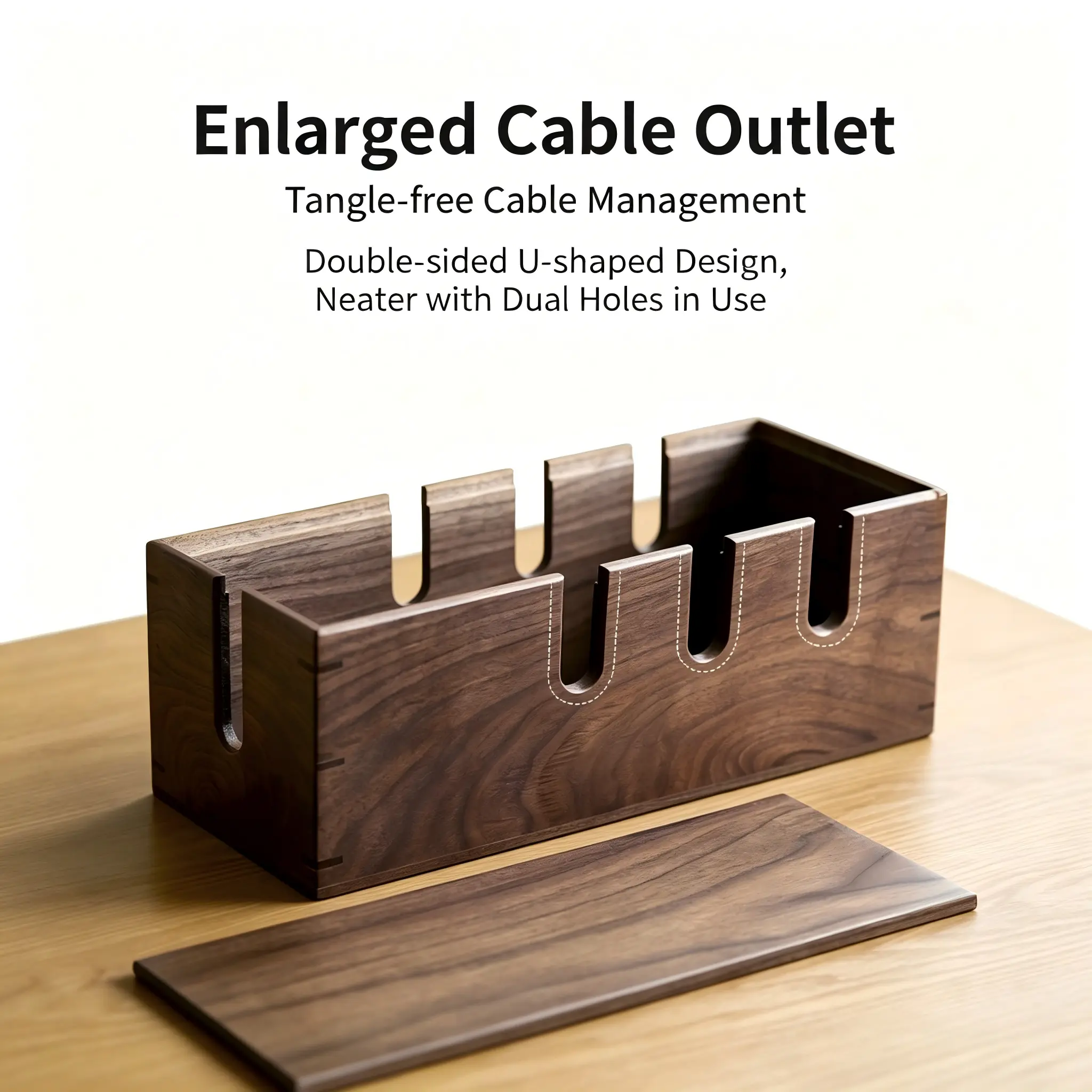Wooden Cable Management Box with Lid, Cable Organizer Box for Power Strip & Cords, Cable Hider Box for Desk, TV Stand & Home Office, Under Desk Wire Storage Organizer, Child & Pet Friendly Design.BackToSchool