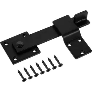 Sturdy 6" Farm Flip Fence Gate Latch, Barn Door Lock Flip Latch Hardware, Rustic Gate Lock for Cabinet, Shed, Sliding Doors, Matte Black